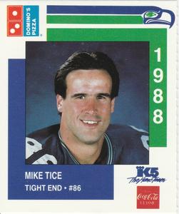 1988 Domino's Pizza Seattle Seahawks #28 Mike Tice Front