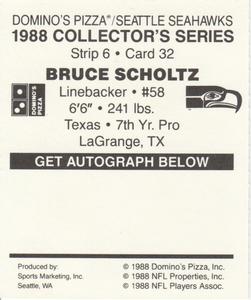 1988 Domino's Pizza Seattle Seahawks #32 Bruce Scholtz Back