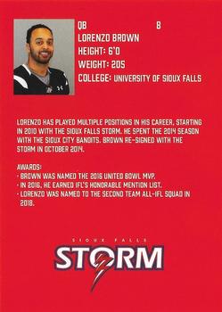 2019 Sioux Falls Storm (IFL) #NNO Lorenzo Brown Back