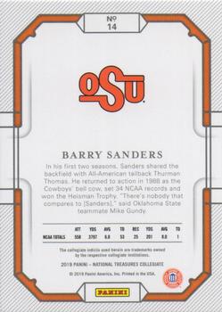 2019 Panini National Treasures Collegiate #14 Barry Sanders Back