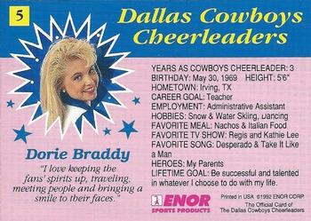 1992 Enor Dallas Cowboys Cheerleaders #5 Dorie Braddy Back