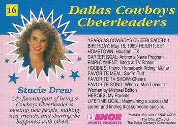 1992 Enor Dallas Cowboys Cheerleaders #16 Stacie Drew Back