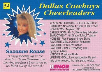 1992 Enor Dallas Cowboys Cheerleaders #32 Suzanne Rouse Back