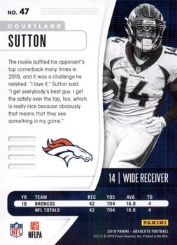 2019 Panini Absolute #47 Courtland Sutton Back