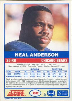 2019 Score - 1989-2019 Score Buybacks #62 Neal Anderson Back