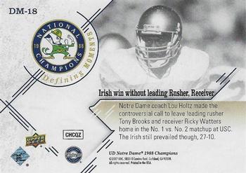 2017 Upper Deck Notre Dame 1988 Champions - Defining Moments #DM-18 Irish Defeat USC without leading Rusher/ Receiver Back