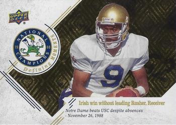 2017 Upper Deck Notre Dame 1988 Champions - Defining Moments #DM-18 Irish Defeat USC without leading Rusher/ Receiver Front