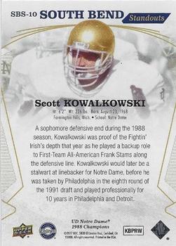 2017 Upper Deck Notre Dame 1988 Champions - South Bend Standouts #SBS-10 Scott Kowalkowski Back