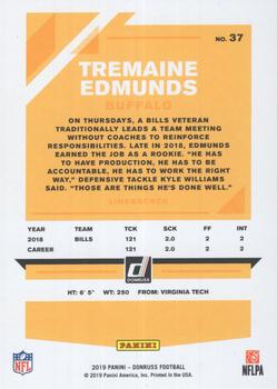 2019 Donruss - Press Proof Blue #37 Tremaine Edmunds Back