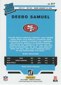 2019 Donruss - Press Proof Blue #317 Deebo Samuel Back