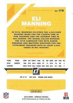 2019 Donruss - Press Proof Red #178 Eli Manning Back