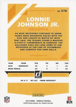 2019 Donruss - Press Proof Red #276 Lonnie Johnson Jr. Back