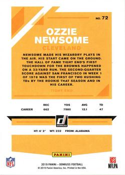 2019 Donruss - Press Proof Yellow #72 Ozzie Newsome Back