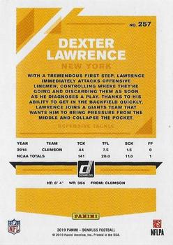 2019 Donruss - Press Proof Yellow #257 Dexter Lawrence Back