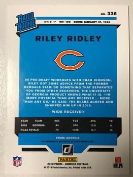 2019 Donruss - Rated Rookie Autographs Blue #336 Riley Ridley Back