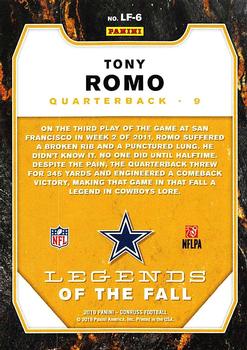 2019 Donruss - Legends of the Fall #LF-6 Tony Romo Back