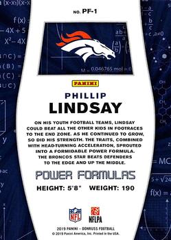 2019 Donruss - Power Formulas #PF-1 Phillip Lindsay Back