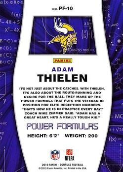 2019 Donruss - Power Formulas #PF-10 Adam Thielen Back