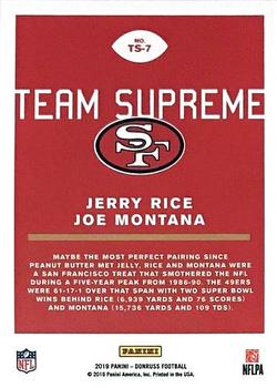 2019 Donruss - Team Supreme Horizontal #TS-7 Jerry Rice / Joe Montana Back