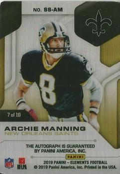2019 Panini Elements - 2018 Panini Elements Gold Signatures #SS-AM Archie Manning Back