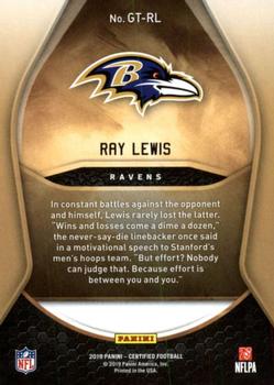 2019 Panini Certified - Gold Team #GT-RL Ray Lewis Back