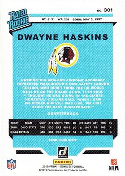 2019 Donruss - Rated Rookies Canvas #301 Dwayne Haskins Back
