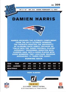 2019 Donruss - Rated Rookies Canvas #309 Damien Harris Back