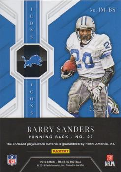 2019 Panini Majestic - Icons Materials #IM-BS Barry Sanders Back
