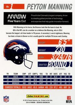 2014 Score Denver Broncos #1 Peyton Manning Back
