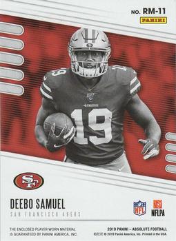 2019 Panini Absolute - Absolute Rookie Materials #RM-11 Deebo Samuel Back