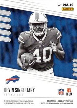 2019 Panini Absolute - Absolute Rookie Materials #RM-12 Devin Singletary Back