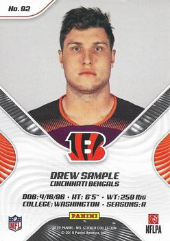 2019 Panini Stickers - Cards #92 Drew Sample Back