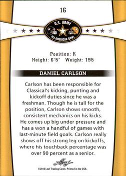2013 Leaf U.S. Army All-American Bowl Retail #16 Daniel Carlson Back