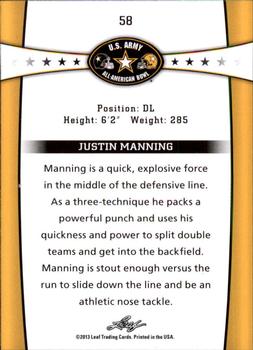 2013 Leaf U.S. Army All-American Bowl Retail #58 Justin Manning Back