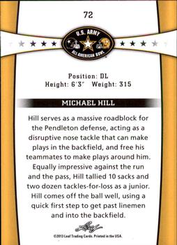 2013 Leaf U.S. Army All-American Bowl Retail #72 Michael Hill Back