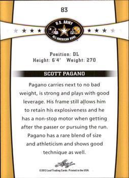 2013 Leaf U.S. Army All-American Bowl Retail #83 Scott Pagano Back