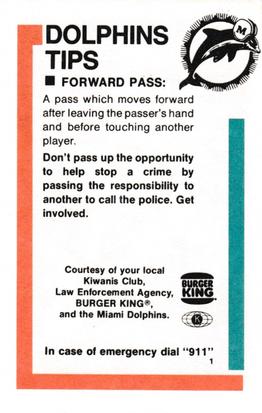 1983 Miami Dolphins Police #1 Earnie Rhone Back