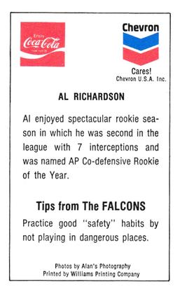 1981 Atlanta Falcons Police #NNO Al Richardson Back