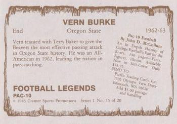 1983-84 Cramer Pac-10 Football Legends #15 Vern Burke Back