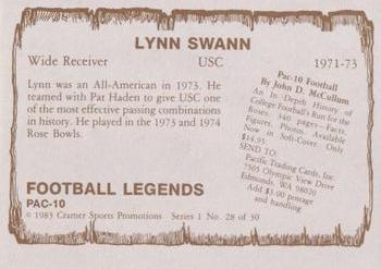 1983-84 Cramer Pac-10 Football Legends #28 Lynn Swann Back