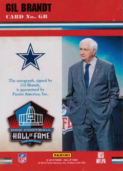 2019 Panini Black Friday - Hall of Fame Autographs Red #GB Gil Brandt Back