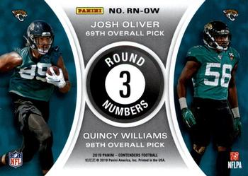 2019 Panini Contenders - Round Numbers #RN-OW Quincy Williams / Josh Oliver Back