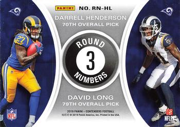 2019 Panini Contenders - Round Numbers #RN-HL David Long / Darrell Henderson Back