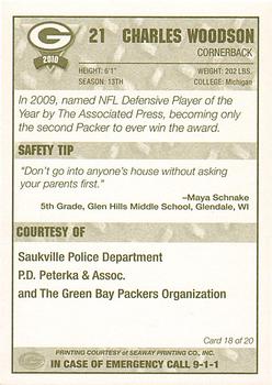 2010 Green Bay Packers Police - Saukville Police Deptment #18 Charles Woodson Back