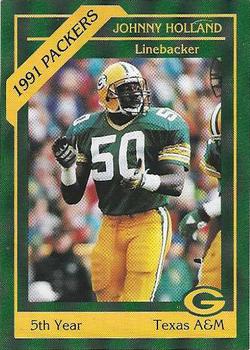 1991 Green Bay Packers Police - State Bank of Chilton, Rod’s Zephyr Car Wash, Chilton Police Department #8 Johnny Holland Front