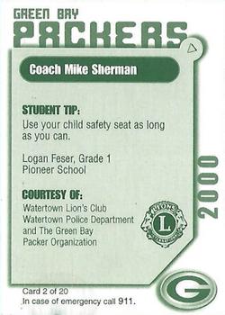 2000 Green Bay Packers Police - Watertown Lions Club, Watertown Police Department #2 Mike Sherman Back