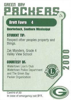 2000 Green Bay Packers Police - Watertown Lions Club, Watertown Police Department #6 Brett Favre Back