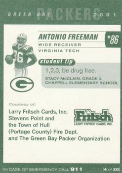 2001 Green Bay Packers Police - Larry Fritsch Cards,Stevens Point and the Town of Hull (Portage County) Fire Dept. #4 Antonio Freeman Back