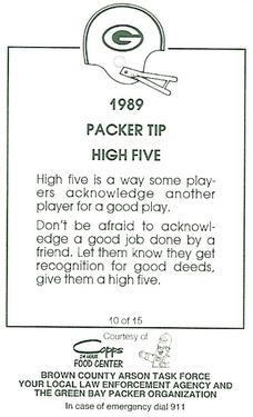 1989 Green Bay Packers Police - Copps Food Center, Brown County Arson Task Force #10 Sterling Sharpe Back