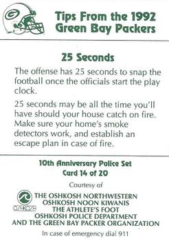 1992 Green Bay Packers Police - The Oshkosh Northwestern, Oshkosh Noon Kiwanis, The Athletes Foot, Oshkosh Police Department #14 Brett Favre Back